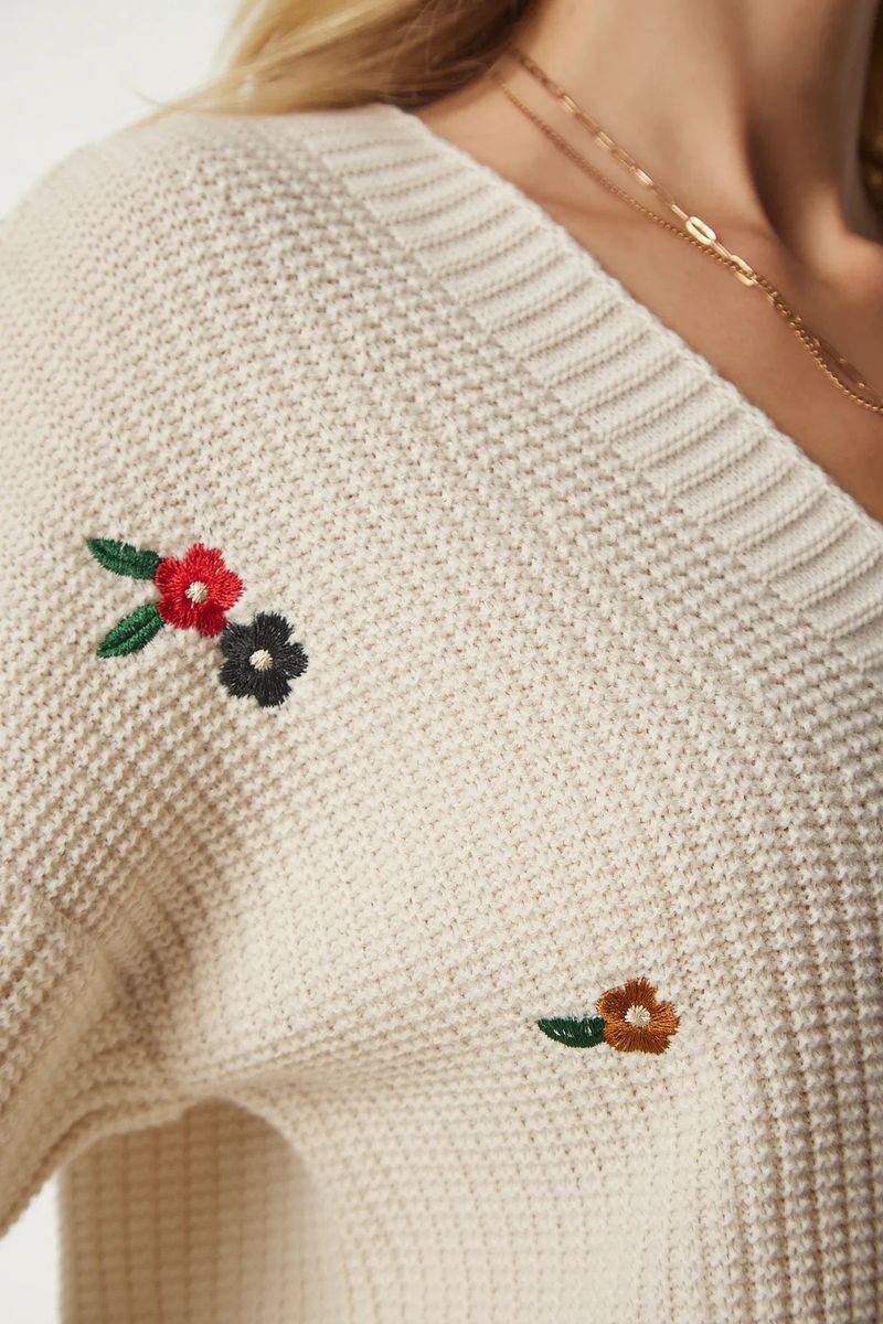 Cardigan tricoté brodé pour femme, nouvelle veste décontractée à simple boutonnage, automne et hiver_voghion.com