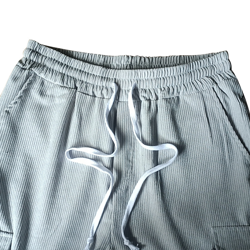 2022 Herbst Winter Einfarbig Dünne Cord Multi-Pocket Gerade Kehr Herren Casual Lose Lange Hosen_voghion.com