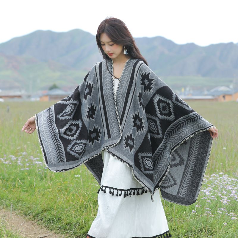 Sciarpa etnica da donna ispessita, super grande primavera e conservazione del calore, Lijiang, Xizang, viaggio, sciarpa quadrata,_voghion.com
