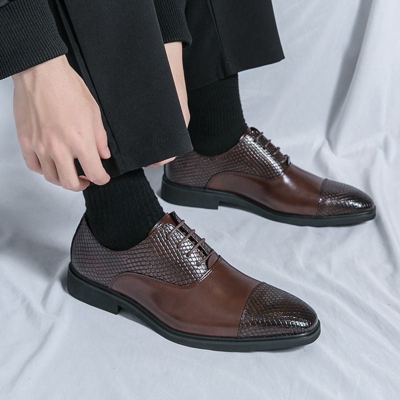 Formal Business Leather Fashionable Office Casual Shoes, Autumn New Style, Pointed And Oversized Men's Shoes_voghion.com