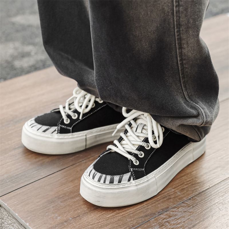 Scarpe casual da uomo in tela di qualità imbattibile, primavera 2025, nuove, basse, sottili, traspiranti e versatili, alla moda, nere._voghion.com