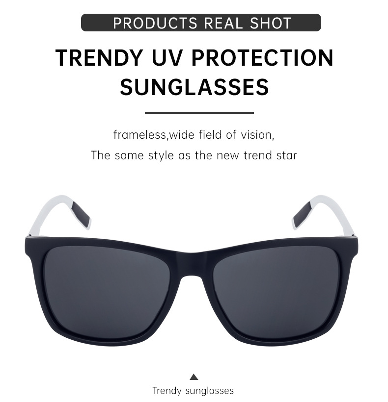 2024 New Square Frame Polarized Sunglasses for Men Sunscreen Aluminum Magnesium Sunglasses for Men Trendy Cross-Border Wholesale Sunglasses_voghion.com