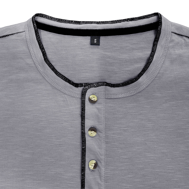 Herrenbekleidung Herren Herbst und Winter großes Herren-Langarm-T-Shirt Herren Henry Bambus-Baumwoll-Top_voghion.com