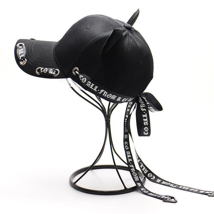 Punk Long Strap Unisex Cat Ears Donna Streamer Uomo Marchio Designer Cappelli Hip Hop Baseball Cap_voghion.com