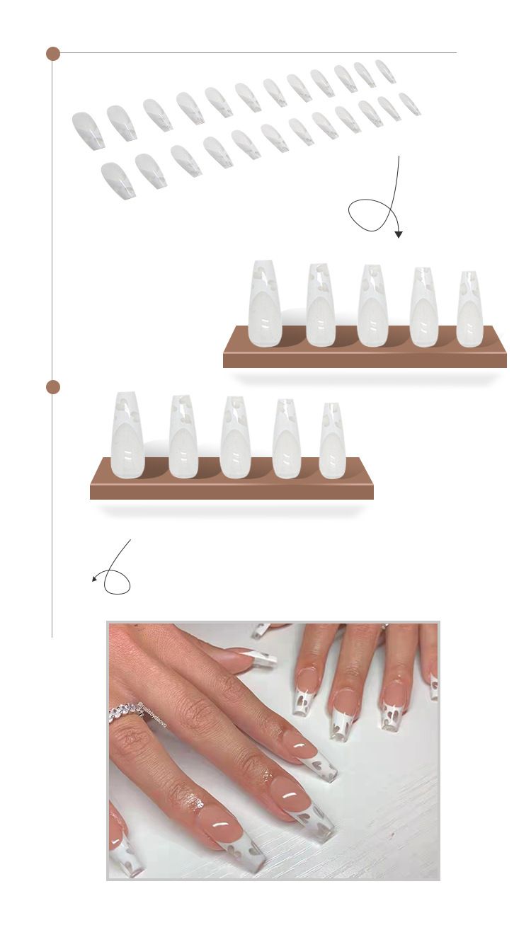 Ongles simples et élégants, motif amour blanc creux, nouvelle manucure, produit fini, ongles amovibles_voghion.com