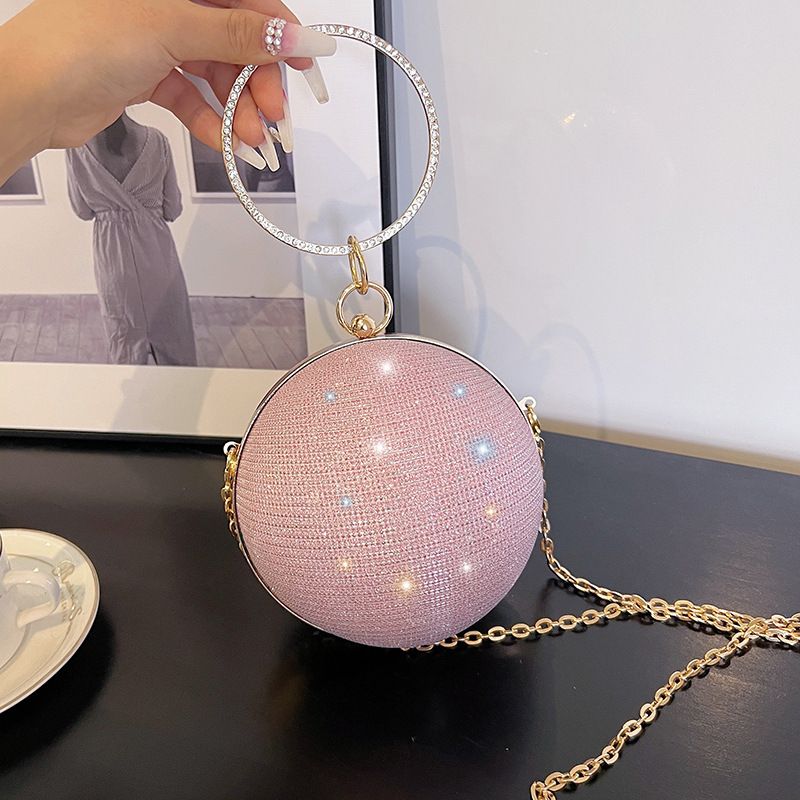 Nischendesign, runder Ball für Damen, neue High-End-Hand-Crossbody-Kette, kleine Abend-Mini-Lippenstifttasche_voghion.com