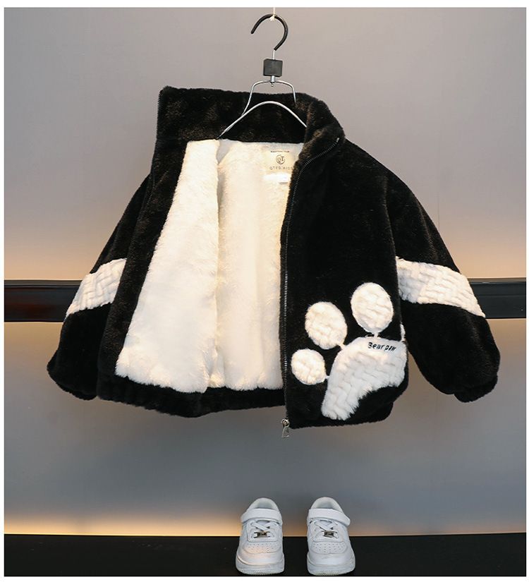 Kid's Clothing Boys' Autumn And Winter Mink Fleece Jacket Children's Plush And Thickened Baby Fur Cotton Coat Mid Length_voghion.com