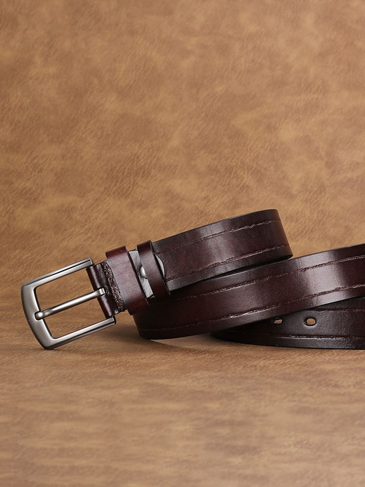 Jeans da uomo nuovi in pelle con strato di piombo in pelle bovina vintage con fibbia ad ago, tutto semplice con i produttori all'ingrosso di moda_voghion.com