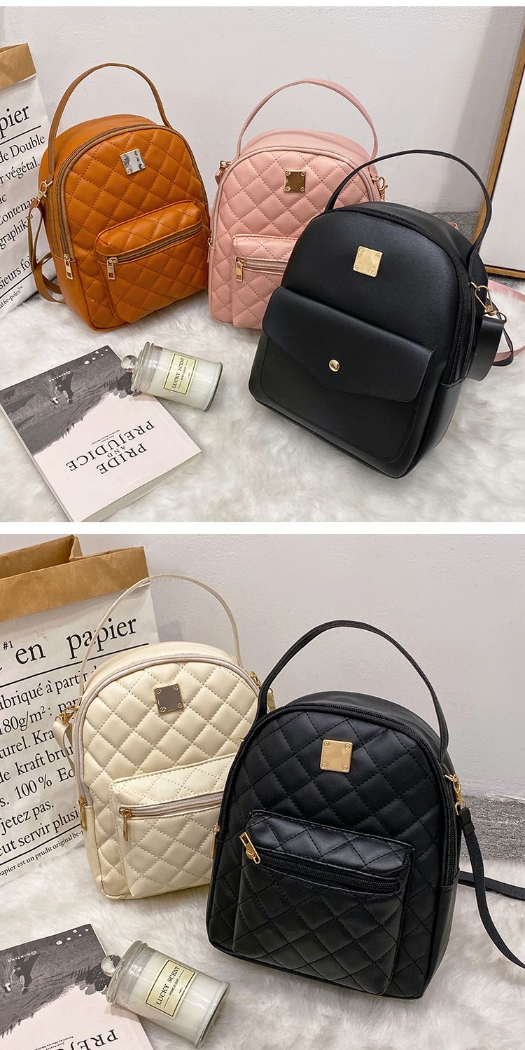 Andralyn Lingge Pattern Waterproof and Wear-resistant Backpack Korean Version Fashionable Women's Bag Casual Backpack_voghion.com