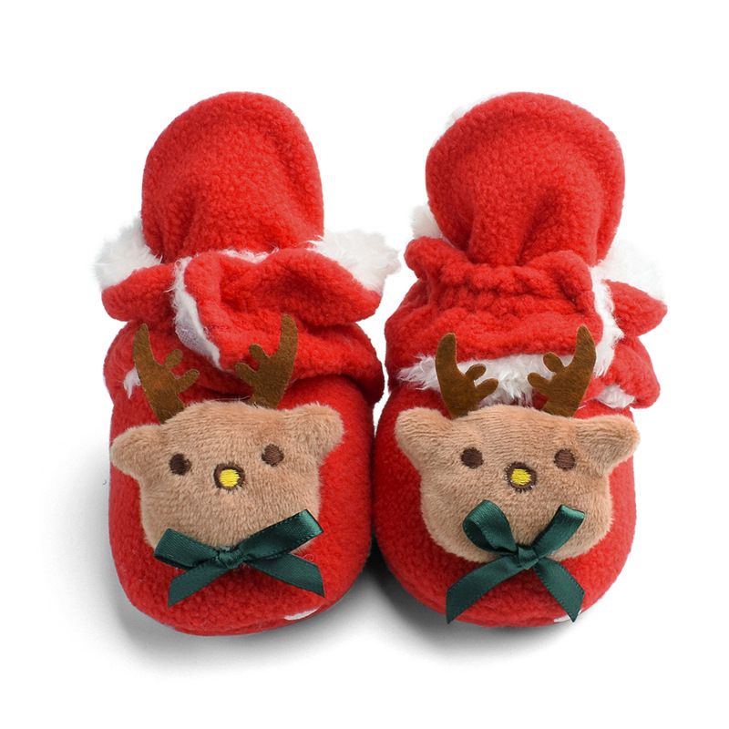 Winter Christmas cotton boots with plush and thickened baby shoes, soft soled walking shoes for 0-1 year old M030_voghion.com