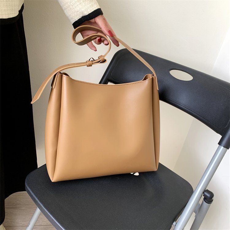 Borsa a tracolla da donna Niche Texture con tracolla larga, capienza ampia, tinta unita, moda casual, morbida e pieghevole, tracolla singola_voghion.com