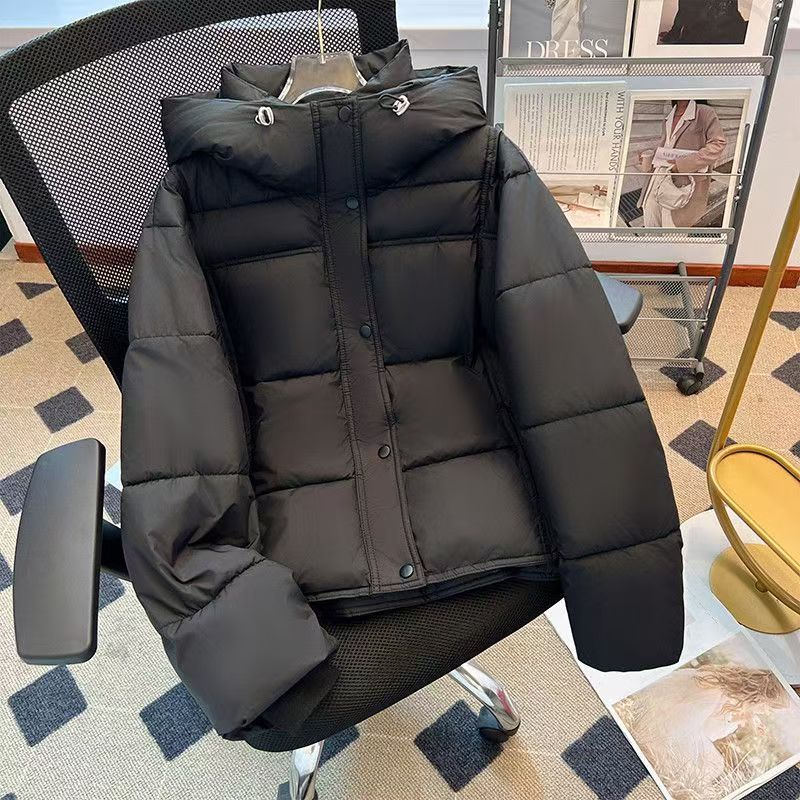 Women's Puffer Jacket Winter Oversized Hooded Short Coat Thickened Warm Polyester Cotton Coat_voghion.com