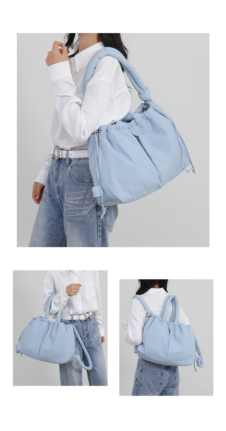 New style portable down cotton bag winter versatile fashion shoulder messenger bag multifunctional pleated casual backpack_voghion.com
