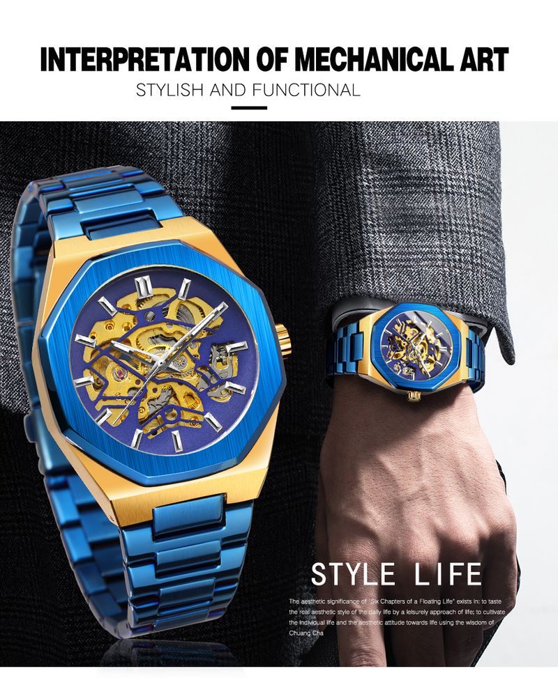 FORSINING 344D Top Brand Sport Mechaniczny Design Bezel Modne zegarki Luksusowy zegarek męski Automatyczny zegarek szkieletowy_voghion.com
