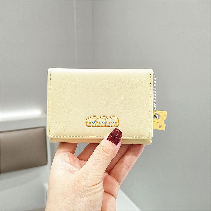 Small wallet ladies cheese cheese short trifold wallet new student cute cartoon large capacity card holder_voghion.com