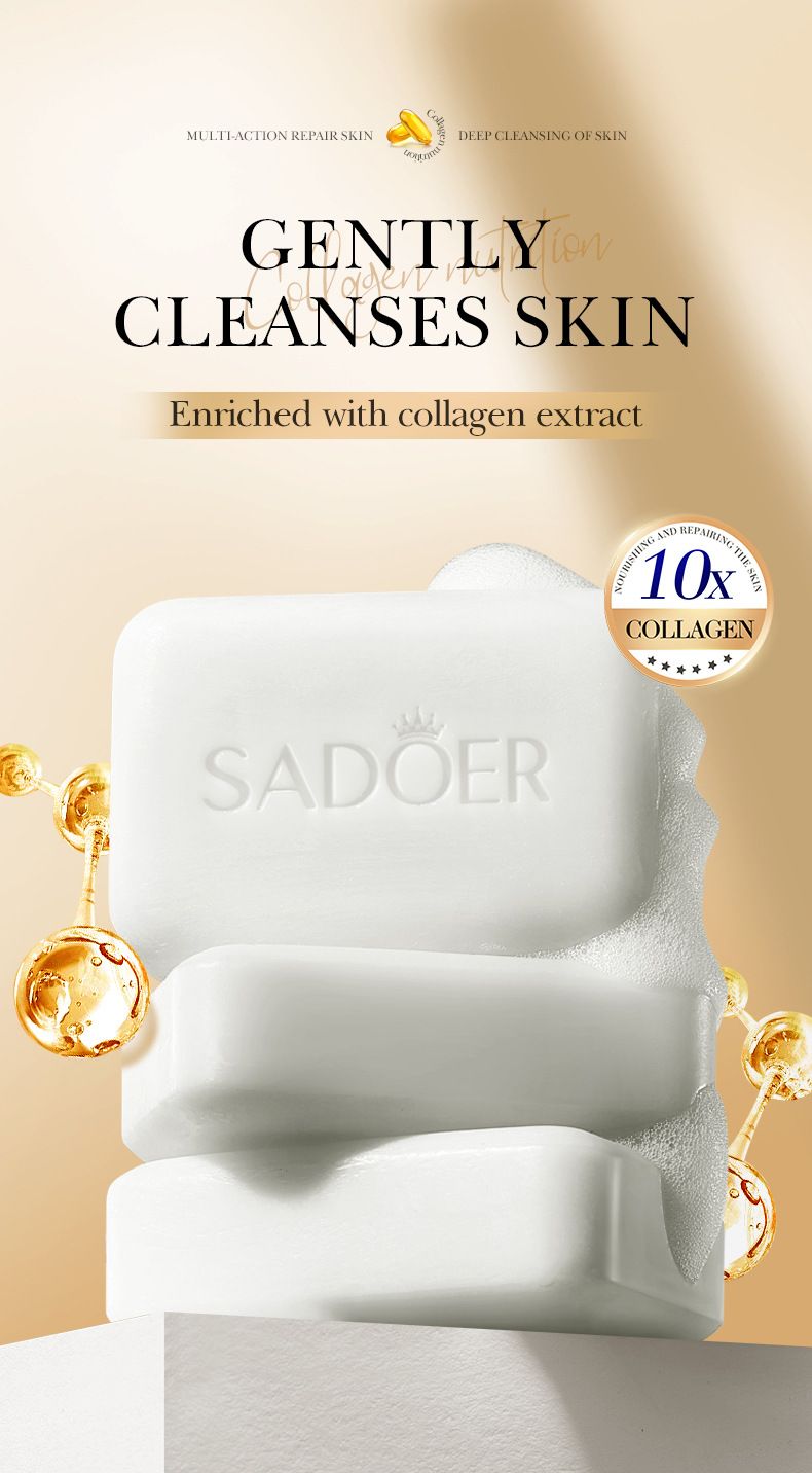 Soap SADOER Collagen Multi-effect Cleansing Skin Soap 100g Handmade Soap Cleansing Body_voghion.com
