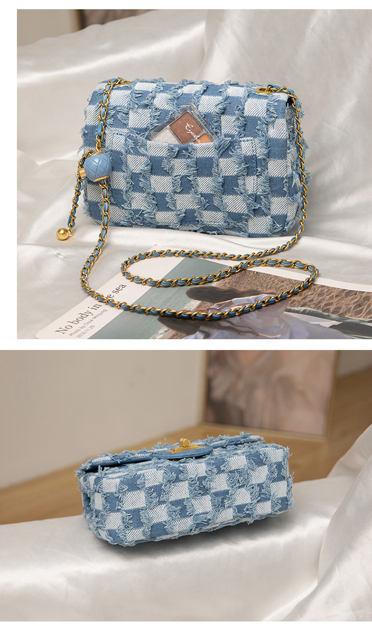Shoulder Bags High-quality Textured Niche Design Canvas Bags Rhombic Chain Denim Messenger Bags High-end Women's Bags_voghion.com