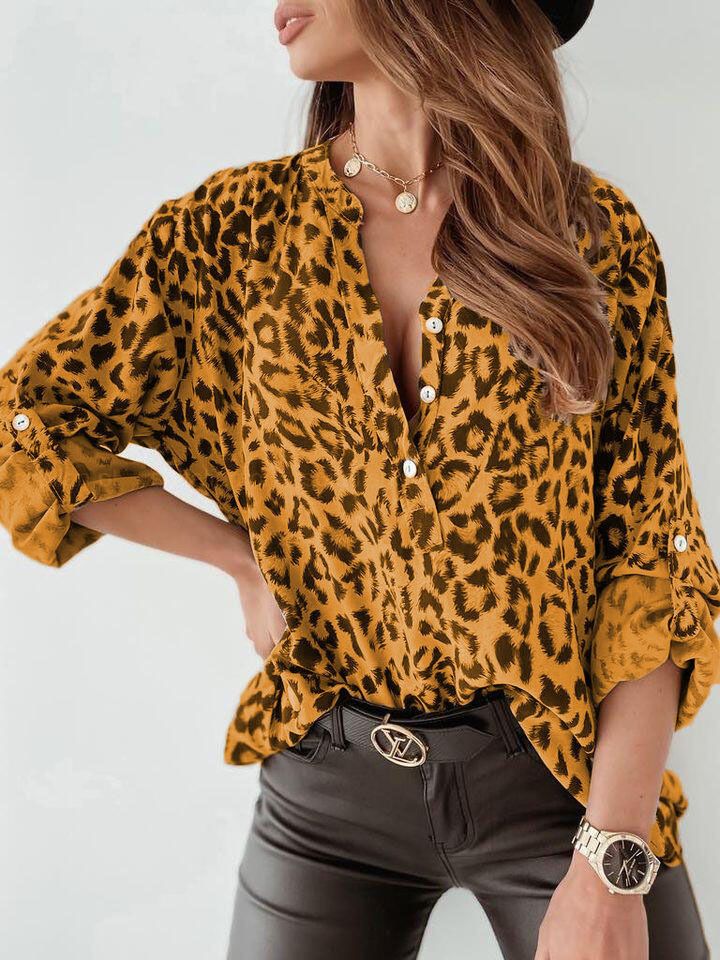Cardigan monopetto con stampa leopardata, manica lunga, per donna, primavera e autunno_voghion.com