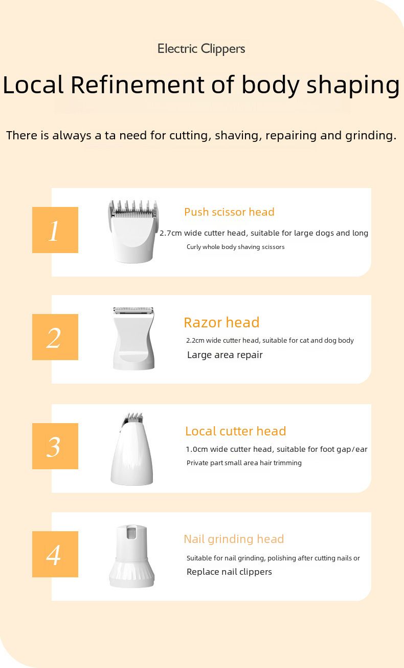 Pet Shaver 4-in-1 suit dog electric clipper pedicure hair clipper cat electric nail grinder_voghion.com