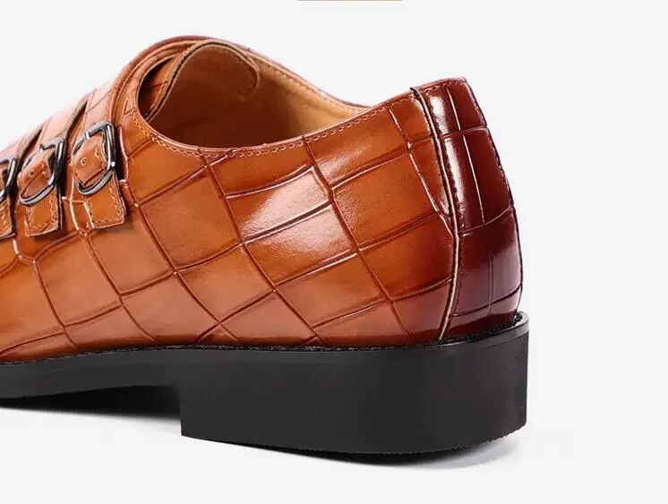 Cost performance Men's Casual Business Leather Shoes Mens Buckle Square Toe Dress Office Flats Men Fashion Wedding Party Oxfords EU Size_voghion.com