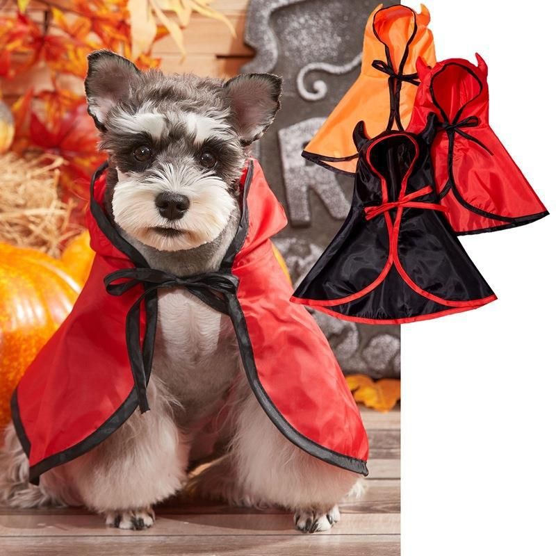 Costume d'Halloween pour animal de compagnie, drôle, cornes de diable, sangle, nœud, chapeau, tenue de transformation, cape pour chien et chat_voghion.com