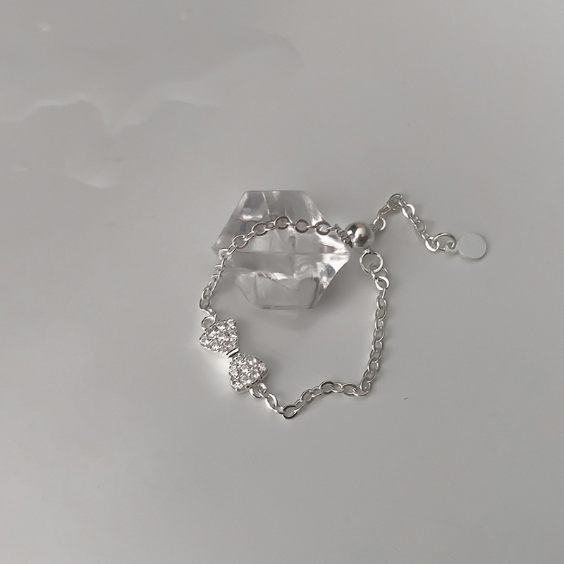 Sier VENUS Sterling moda circón lazo nudo anillo señoras Simple cadena salvaje anillo regalo de joyas de fiesta al por mayor_voghion.com