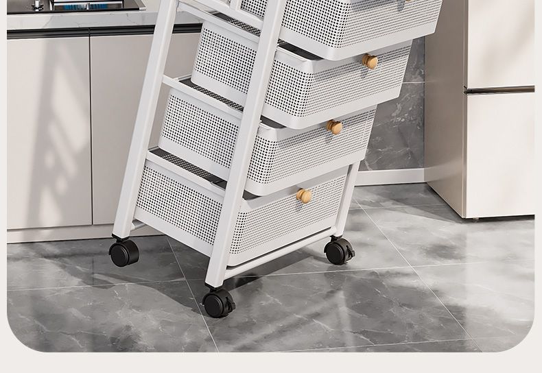 Snack-Kleinwagen, Küchen-Multifunktionsregal, bodenstehend, mehrschichtiger Gemüsekorb, Schubladenlücke, Lagerschrank 1_voghion.com