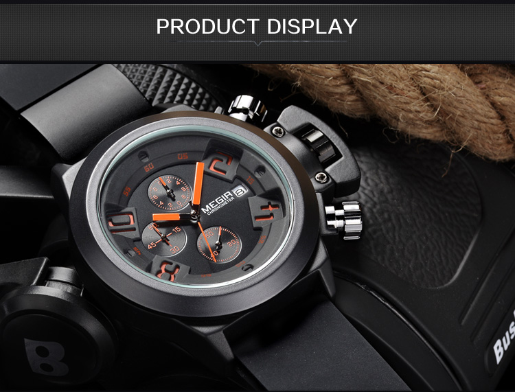 Black Silicone Quartz Luxury Sport Military Wrist es Men Waterproof Clock Chronograph Large Dial e_voghion.com