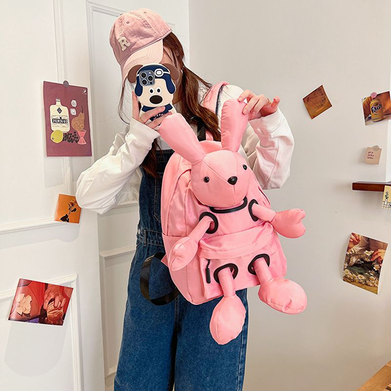Sac à dos d'été en nylon avec motif lapin mignon, style décontracté et tendance_voghion.com