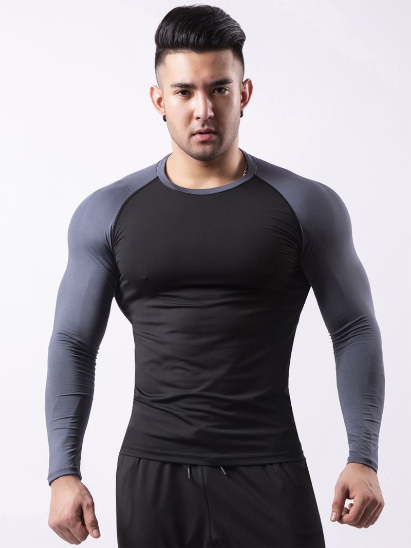 Multi Functional Fitness Suit Men's Four Season High Elasticity Breathable Quick Drying Long Sleeved Sportswear_voghion.com