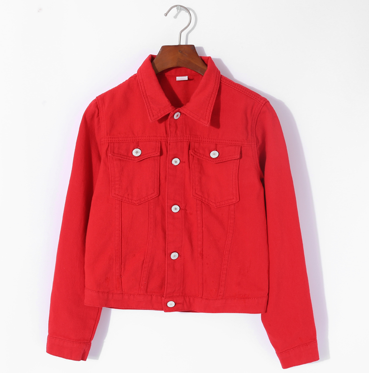 Nuova giacca di jeans da donna primavera e autunno 2022 giacca di jeans corta casual da donna versione coreana giacca di colore solido_voghion.com