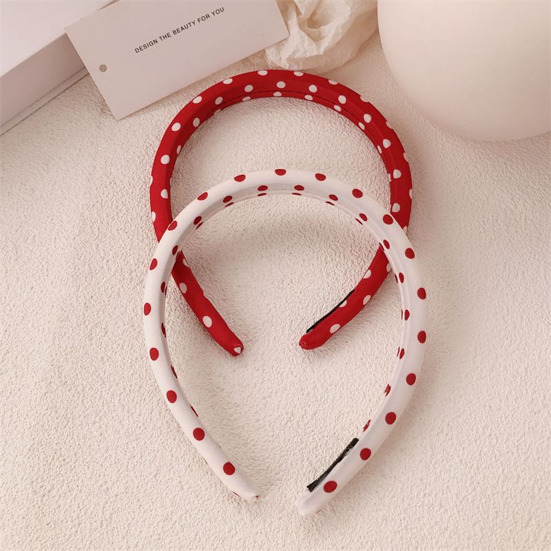 Franse Lazy Satin Red Polka Dot Dames 2025 Nieuwe High-end Sponge Hoofddoek Honderden Out Of The Street Haarbanden_voghion.com
