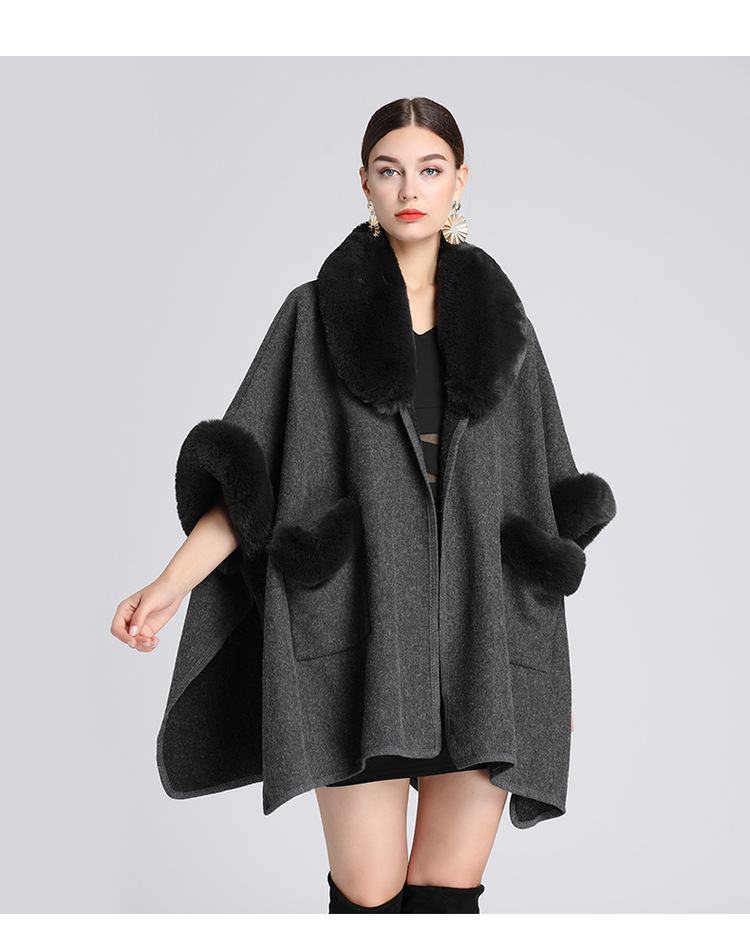 Damenkleeder Imitatioun Rex Kanéngchenpelzkragen Schal Mantel Grouss Gréisst locker Wollmantel Cardigan fir Fraen_voghion.com
