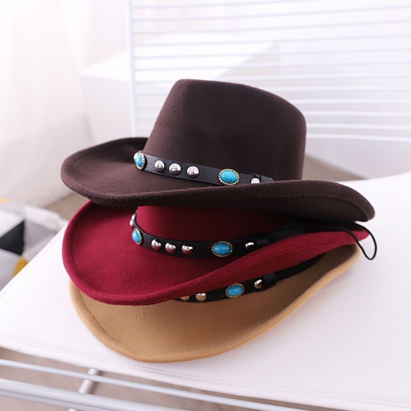 Top da uomo a tesa larga autunnale e invernale in lana calda jazz britannica per cappello da ballo tibetano da cowboy a collo grande da donna_voghion.com