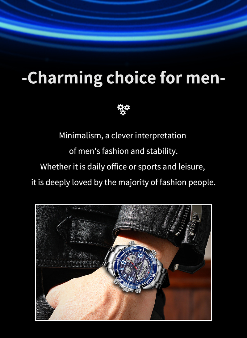 Relógios masculinos moda esporte relógio masculino quartzo analógico digital relógio masculino à prova dwaterproof água relógios de aço inoxidável_voghion.com