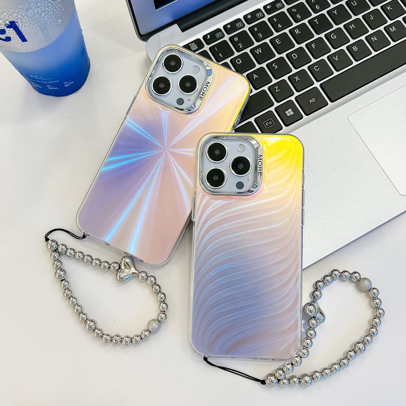 For Iphone 13 14 15 16 Pro Max Plus Samsung S23 S24 Plus Ultra Luxury Laser Electroplated Textured Heart Chain Phone Case Cover_voghion.com