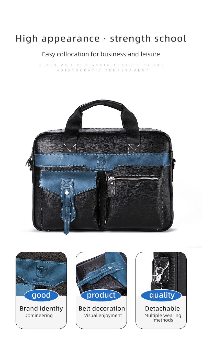 Captain Niu Liederwueren Aktentasche fir Männer Crossbody Handtasche aus echtem Lieder, éischt Schicht, Rëndleder, Geschäftsversammlungscomputertasche_voghion.com