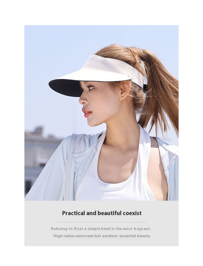 Vasaras skriešanas saules aizsargcepure, sieviešu āra sporta atvērta augšdaļa, saules aizsargcepure, 3D bezgalvas cepures tehnoloģija, bez pēdām, saules cepures tendence_voghion.com