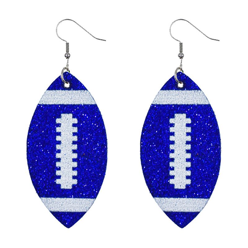 pendientes de pelota, pendientes de rugby, pendientes de pelota con purpurina y lentejuelas, pendientes de cuero de colores_voghion.com