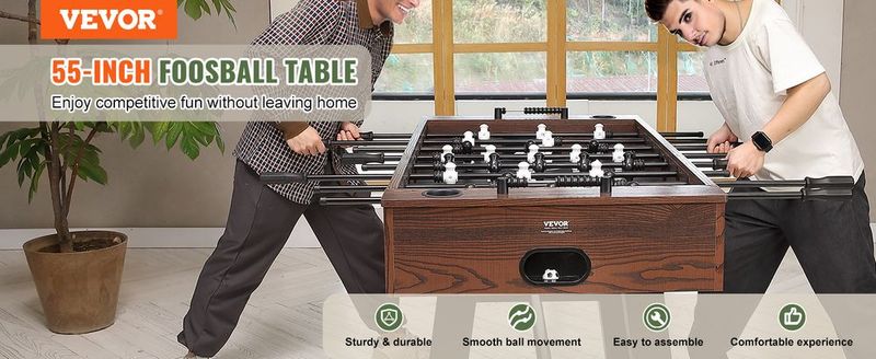 VEVOR Foosball Table, 55 Inch Standard Size Foosball Table, Indoor Full Size Foosball Table For Home, Family, And Game Room, Soccer With Foosball Table Set, Includes 4 Balls And 2 Cup Holders_voghion.com