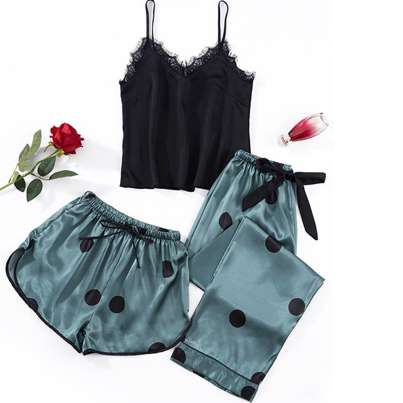 Novo conjunto de três peças casual com colete camisola sexy estampado para mulheres no verão, pode ser usado como agasalho para uso doméstico_voghion.com
