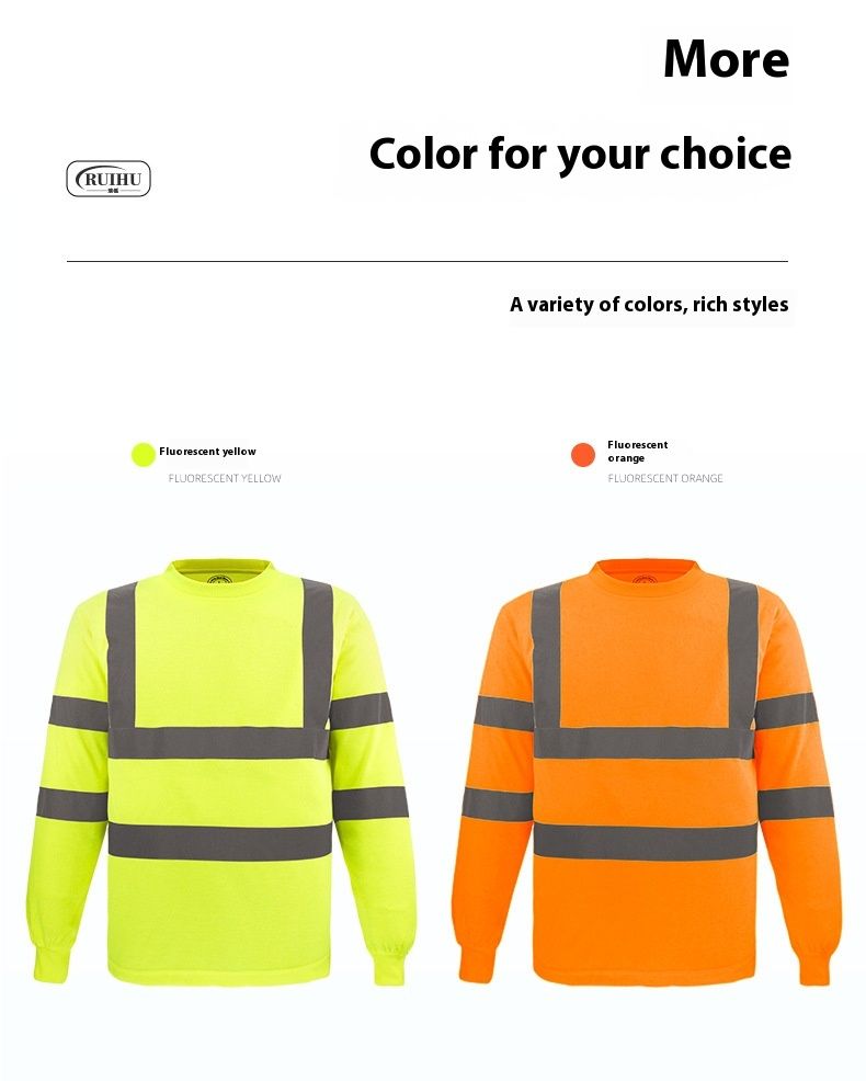 Rundhalset T-shirt til byggesikkerhed, højglansbeskyttelse, arbejdstøj, åndbart, langærmet reflekterende tøj_voghion.com