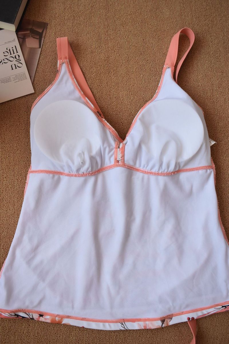 Traje de baño para mujer, conservador, que cubre el vientre, adelgazante, estampado, falda dividida_voghion.com