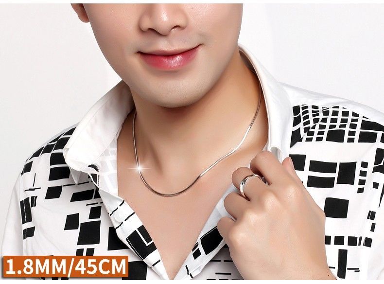 Collier tendance plaqué platine pour homme et femme, chaîne serpent en argent sterling 925_voghion.com