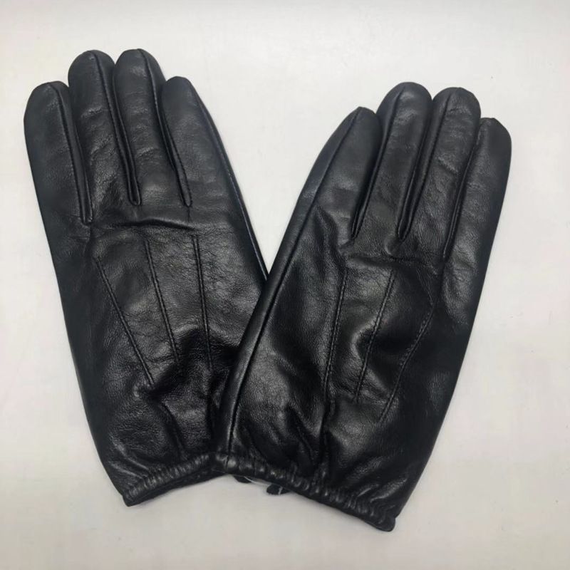 Guanti da guida corti in vera pelle per uomo, invernali, caldi e spessi, con fodera in pile di montone e touchscreen_voghion.com