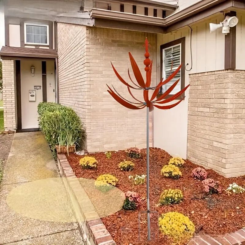 Cross-border new wind spinner outdoor gardening new red iron Lawn Terrace windmill inserted decoration_voghion.com