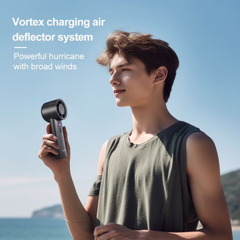 FC1 100 livelli di velocità del vento Ventilatore da tavolo estivo più fresco Ventilatore portatile a turbina (bianco)_voghion.com