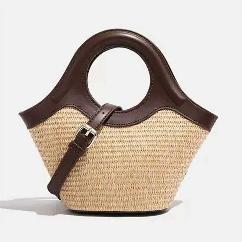 Designer-Taschen 2025 Frauen Neues Design Vielseitige Stroh gewebte Handtaschen Dame Handarbeit Rattan Tote Sommer Strand Schulter_voghion.com