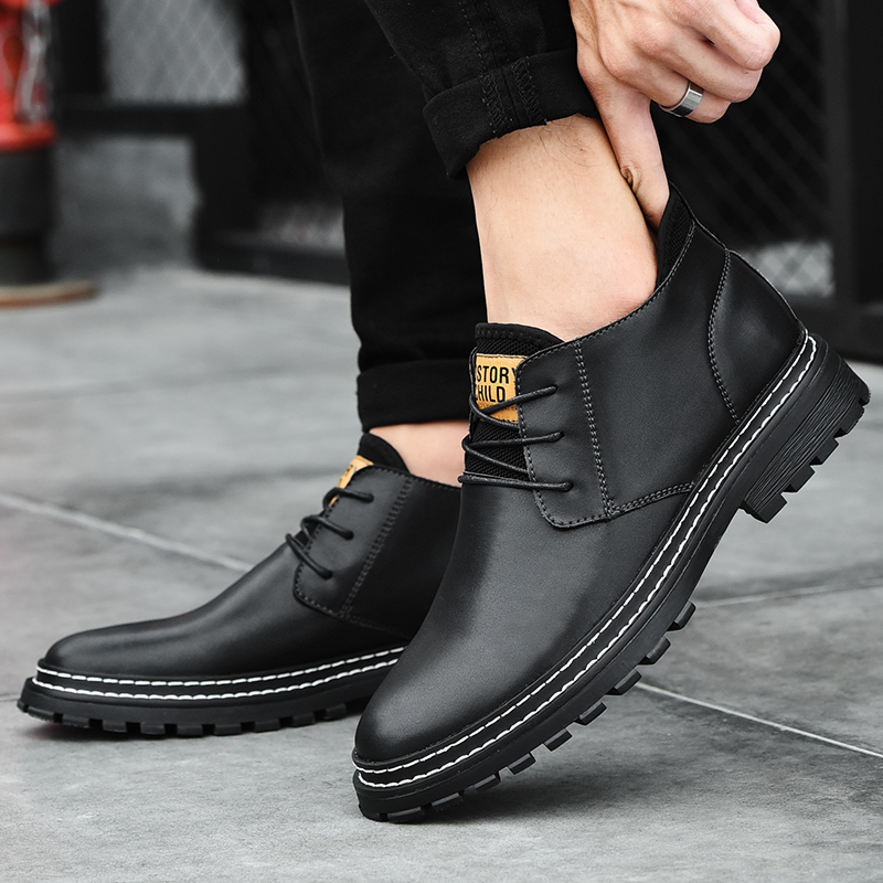 Män Läder Casual Martin-stövlar Lättviktsskor för män löparskor_voghion.com