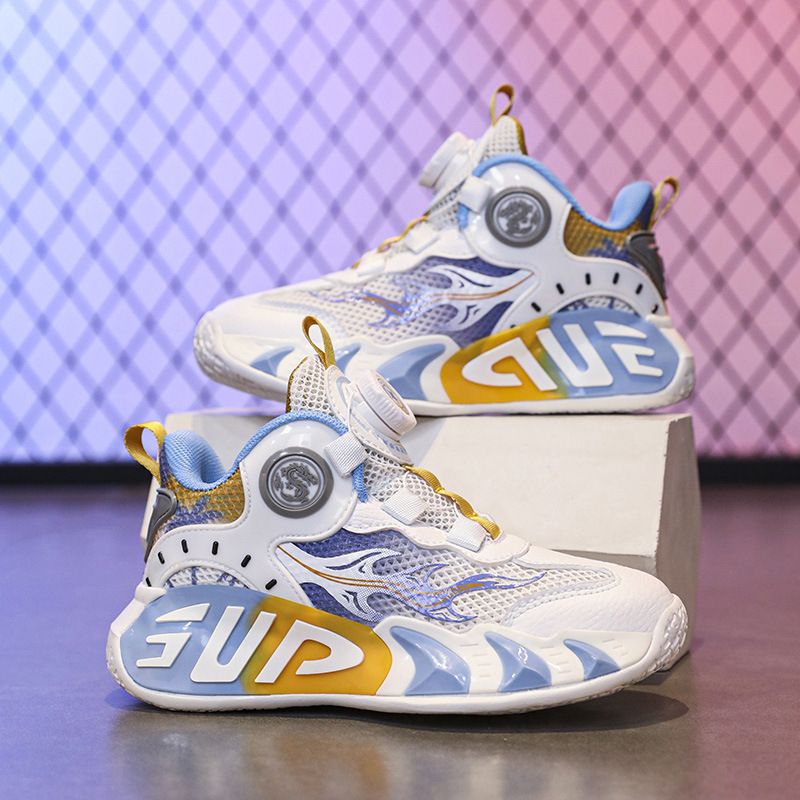 Children's Basketball Boys Spin Buckle Sports Friction Sound All-Season Mesh Breathable Lightweight Training Shoes Girls_voghion.com